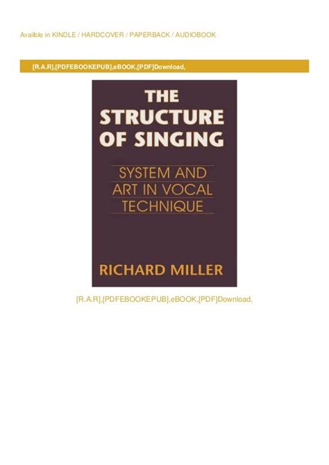 the structure of singing richard miller free download|Download The Structure of Singing: System and Art in Vocal .